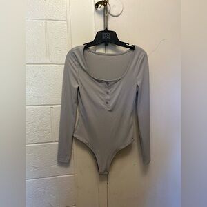 SHEIN Grey Long Sleeve Bodysuit - Lightweight & Stylish